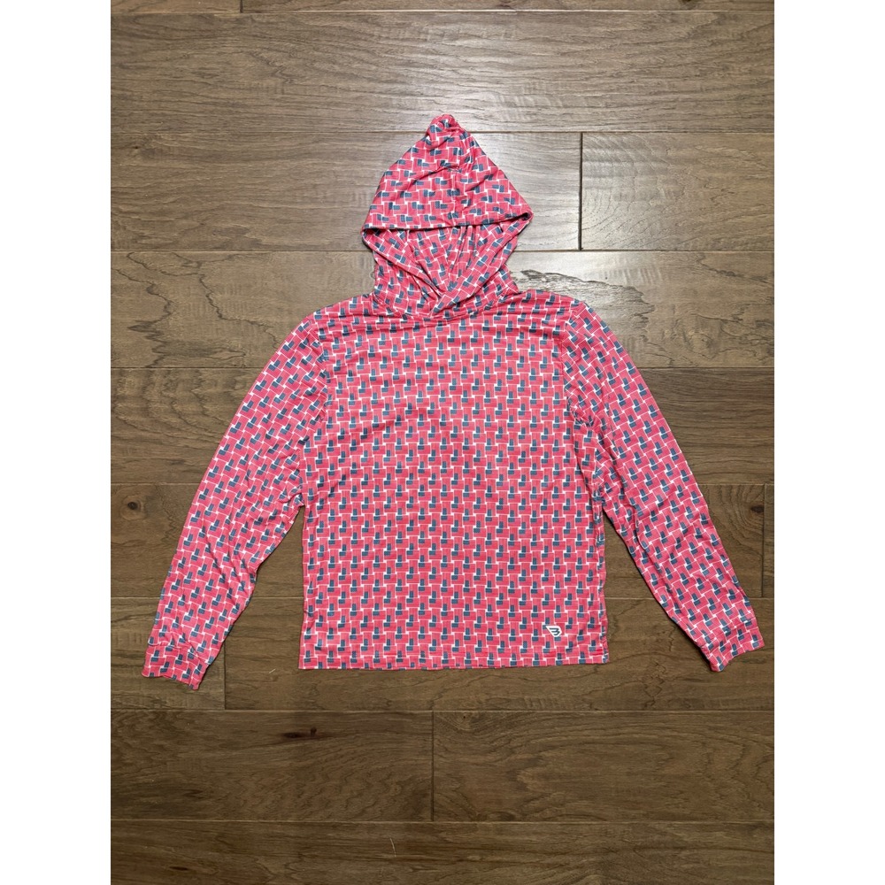 Burlebo Sun Hoodie Kids L 10/12 Red White Blue Polyester Flag Performance Shirt